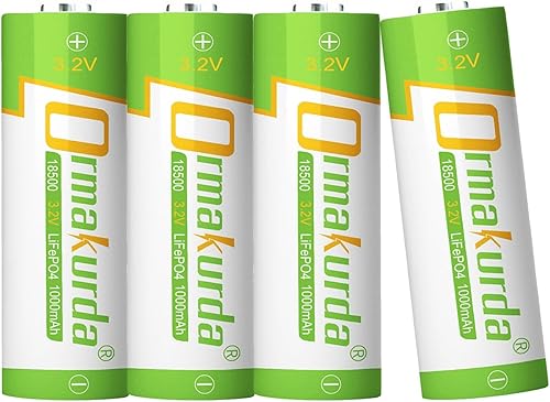 Miniatura 1 de Batería de luz solar 18500 de 3.2 V, baterías solares recargables LiFePO4 de 3.2 V 1000 mAh para luces al aire libre, linterna, baterías de luz