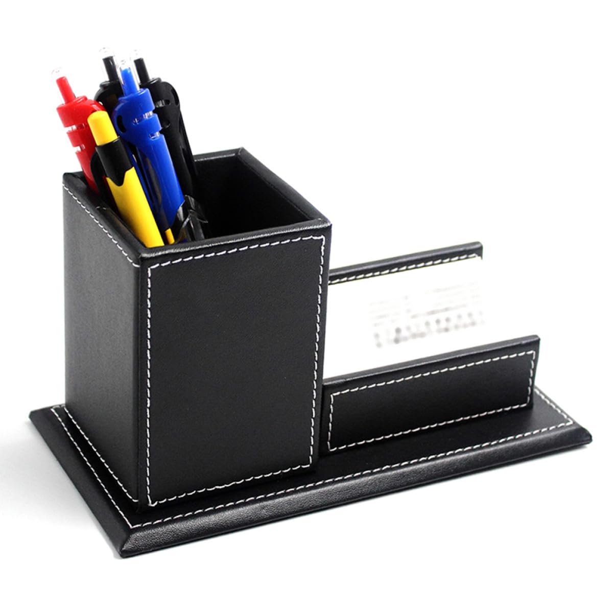 Portapenne in Pelle Nera Elegante Porta Biglietti da Visita e Spazio per Tessuti e Organizzatore da Multifunzionale per Ufficio
