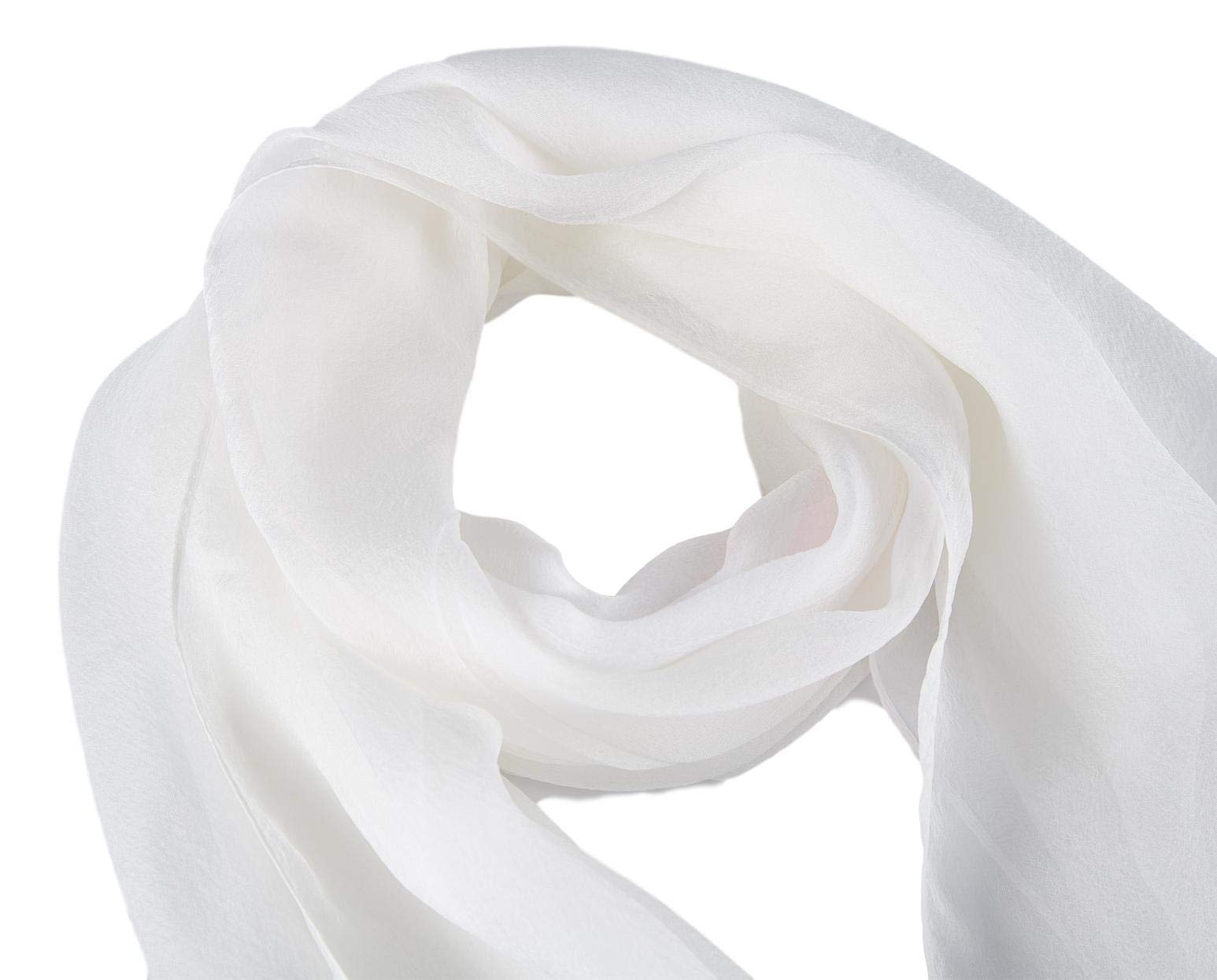 Bufandas y chales Bufanda, Pañuelo largo de gasa de seda multicolor for mujer(White 1)