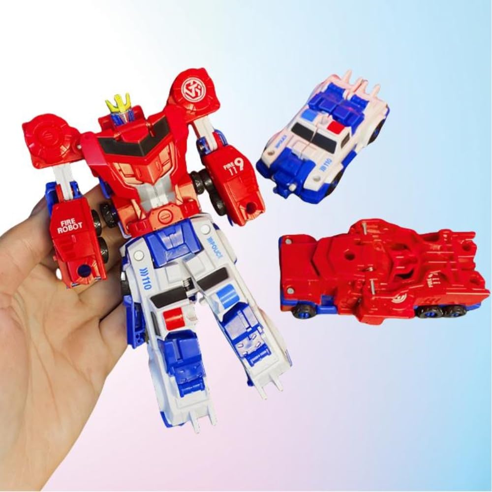 Amazon.com: Hitatol Magnetic Robot 2-in-1 Police Car & Fire Truck