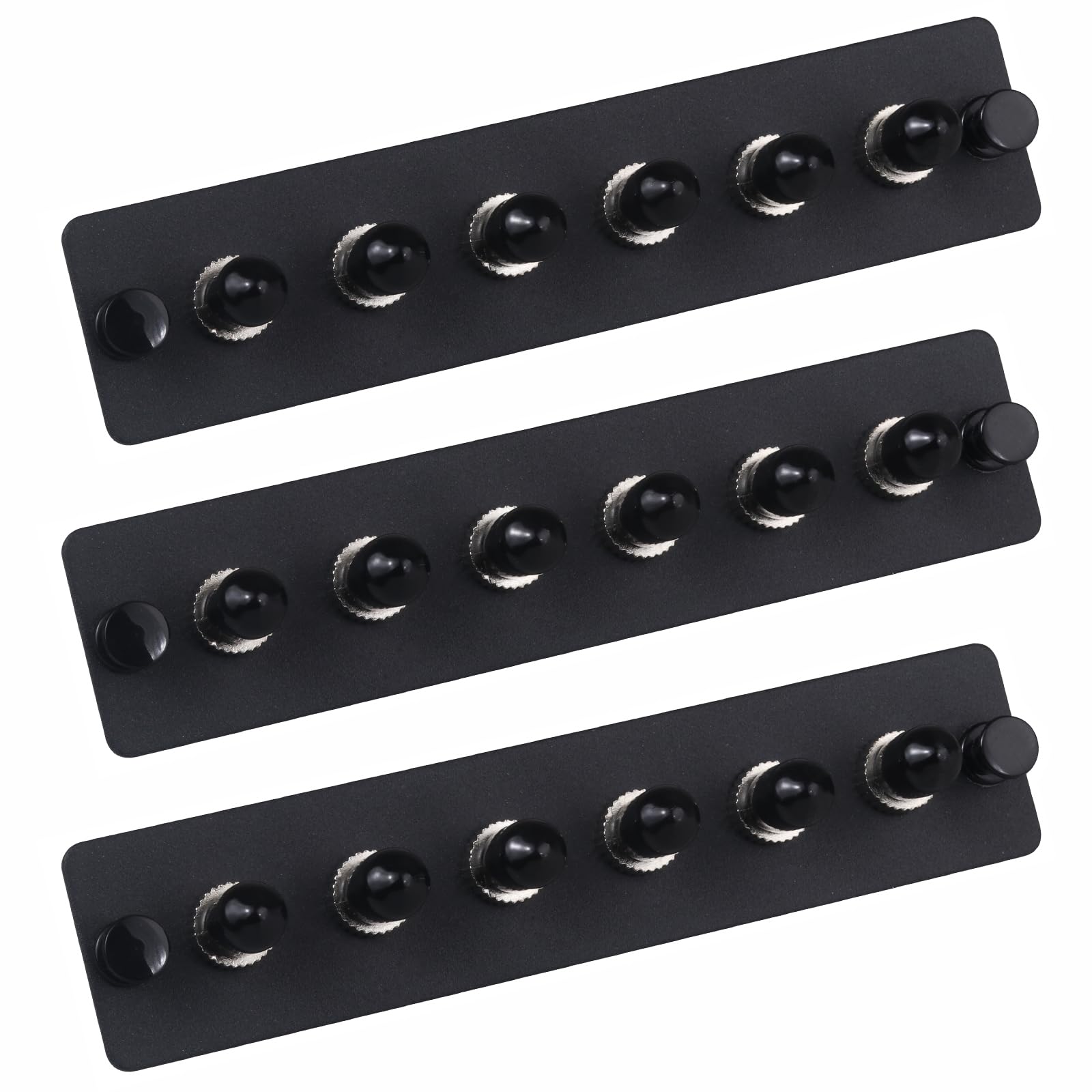 Lot de 3 panneaux de brassage Simplex ST en fibre avec adaptateurs Simplex monomode noir, 6 ports fibre