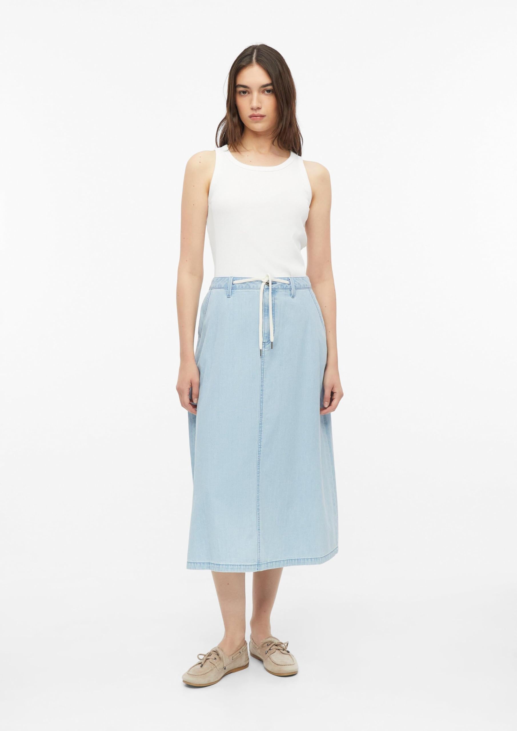 s.Oliver Damen Midi-Denimrock – High Rise, Regular Fit, Baumwoll-Denim, A-Linie – Für Urlaub