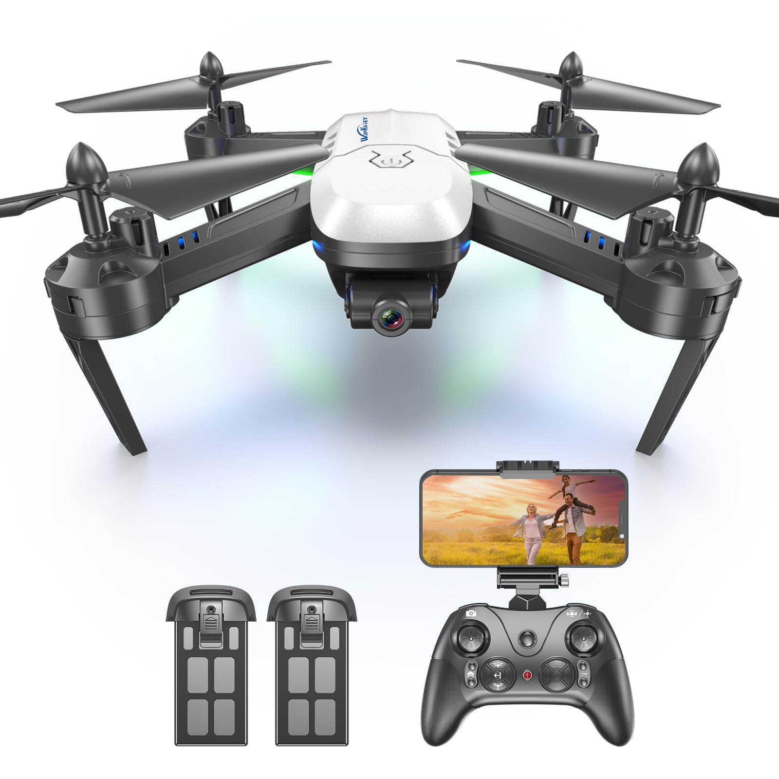 T6 Drohne mit Kamera 1080p, FPV Faltbar Quadrocopter mit 2 Akkus, Ein-Tasten-Start & Landung, Headless Modus