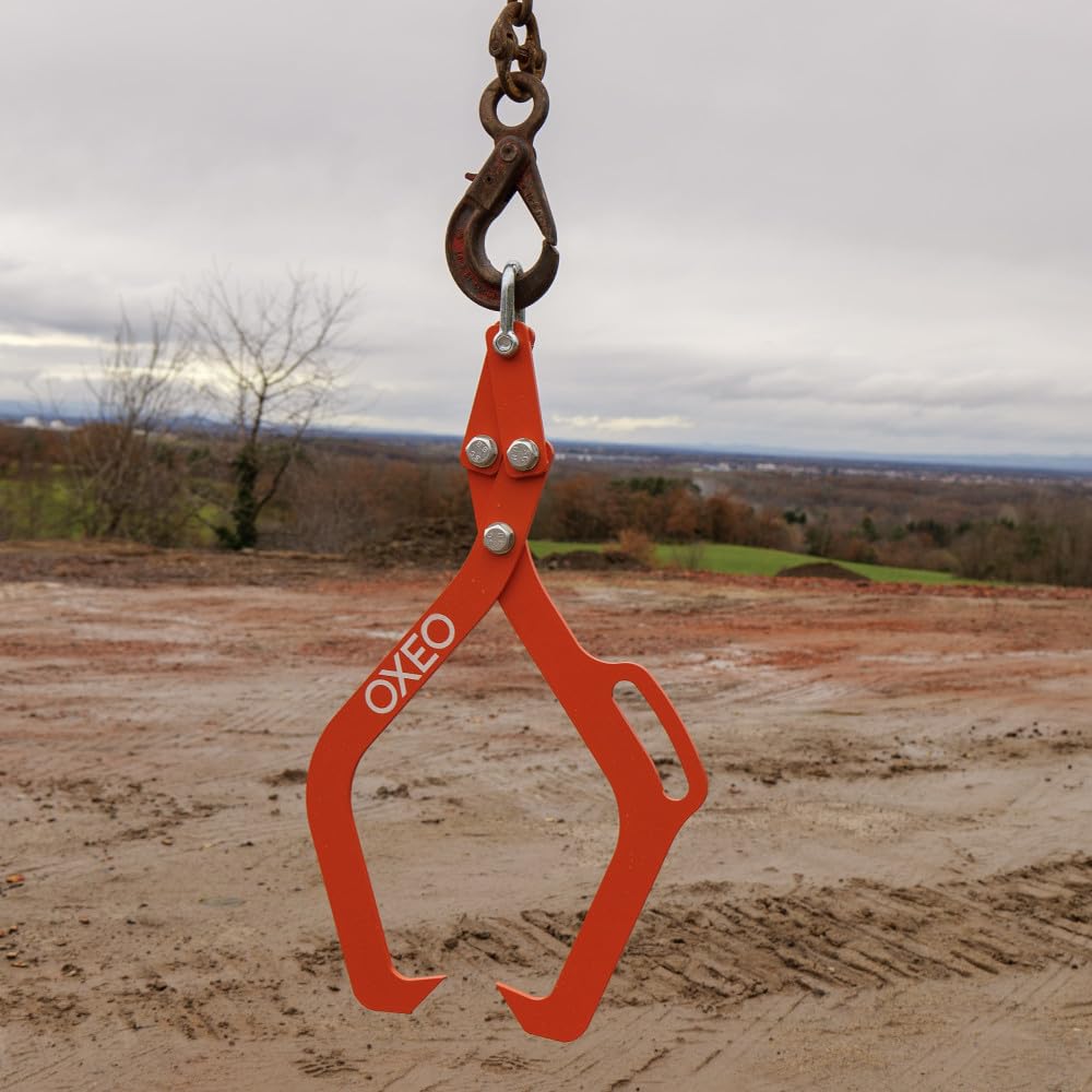 Oxeo Pince forestière capacité 1000 kg - pour Troncs Max. 700 mm - Pince de Levage 2 mandrins de Serrage - Force 1 Tonne - poignée
