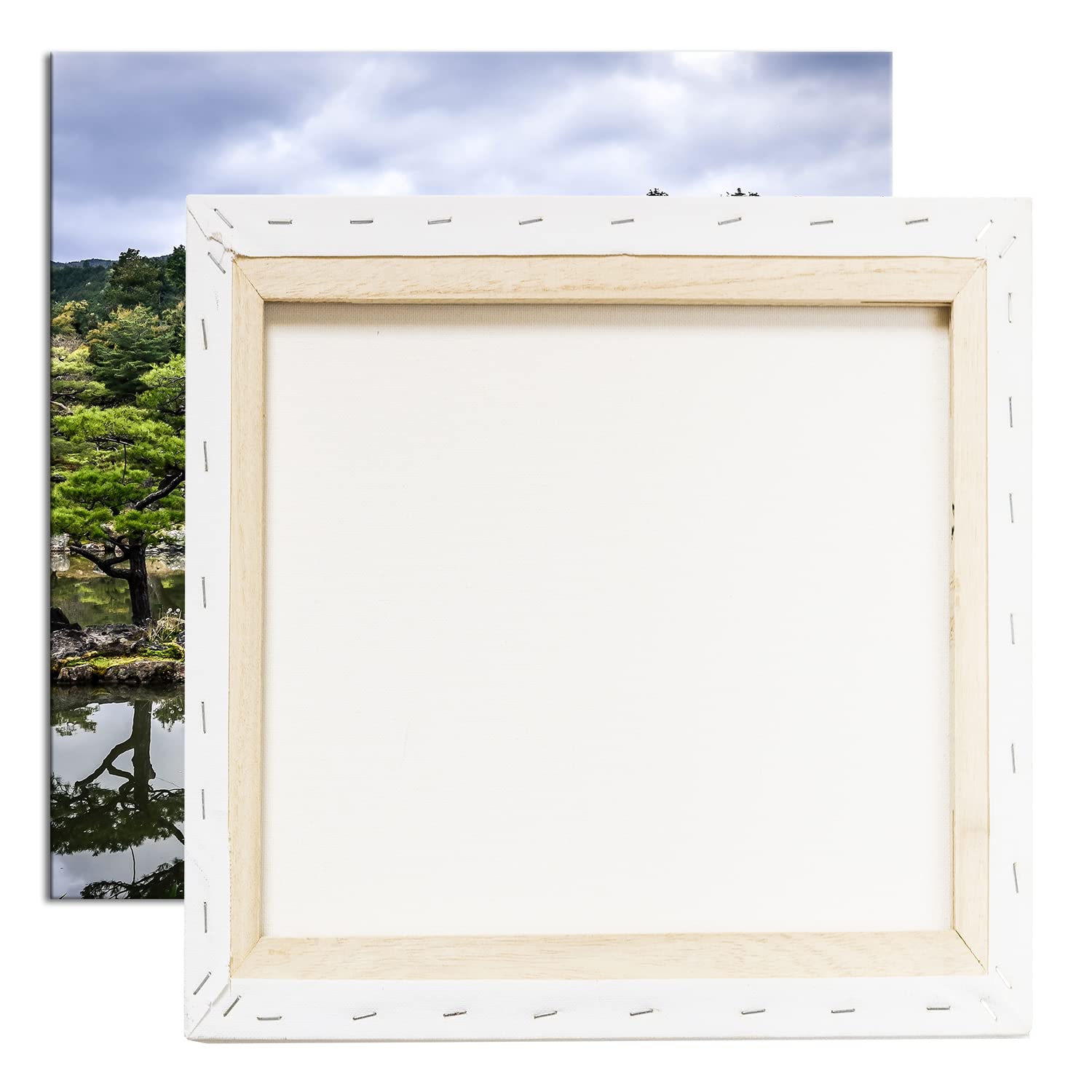 Temple et jardin japonais - Format : 70 x 70 cm - Impression numérique de qualité supérieure - Pas de poster ni d'affiche