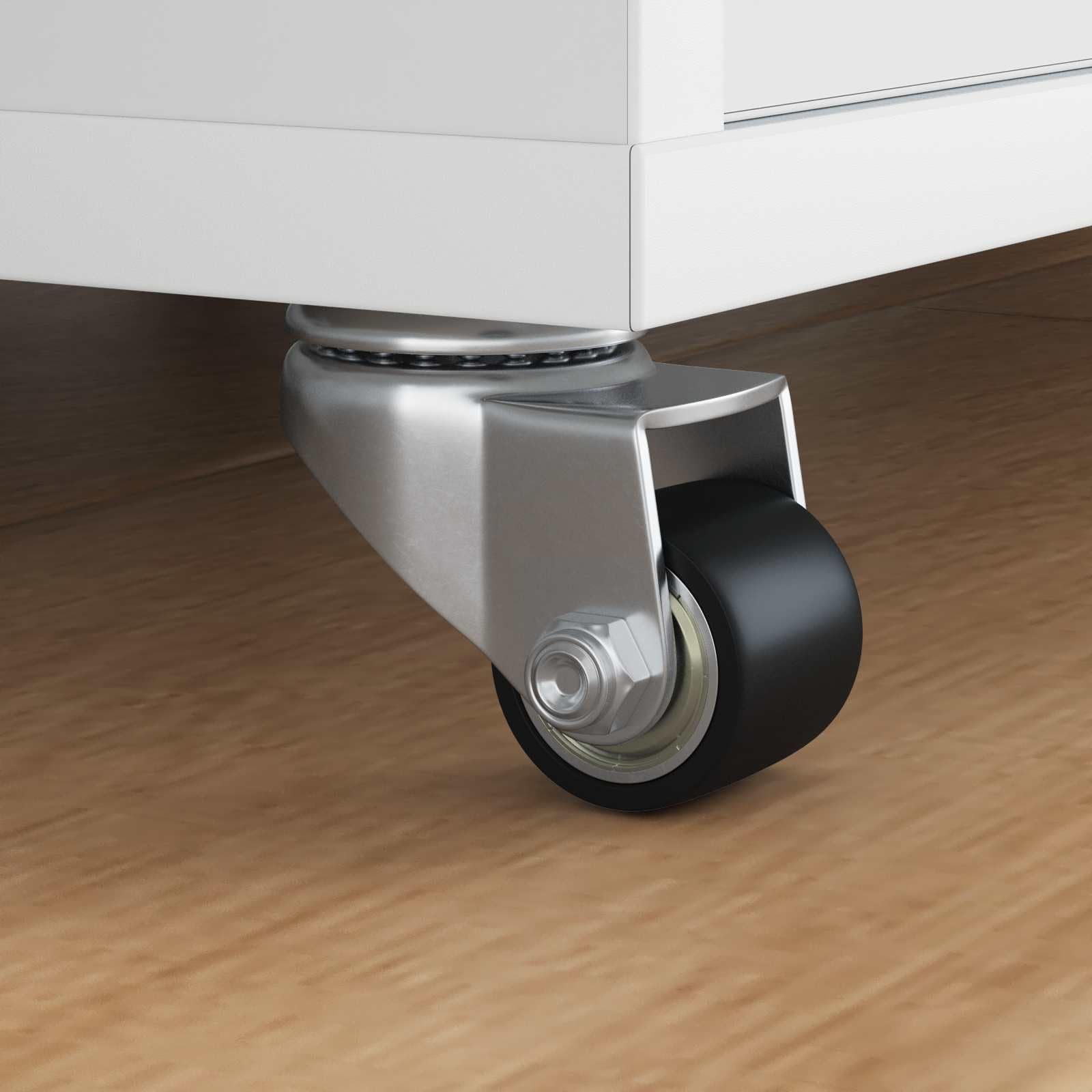 12x Bockrollen Set 44,1 x 44,1 mm - Robuste Nylon Lenkrollen für Möbel, Werkbänke und Trolleys - Silber, Tragfähige Industrierollen