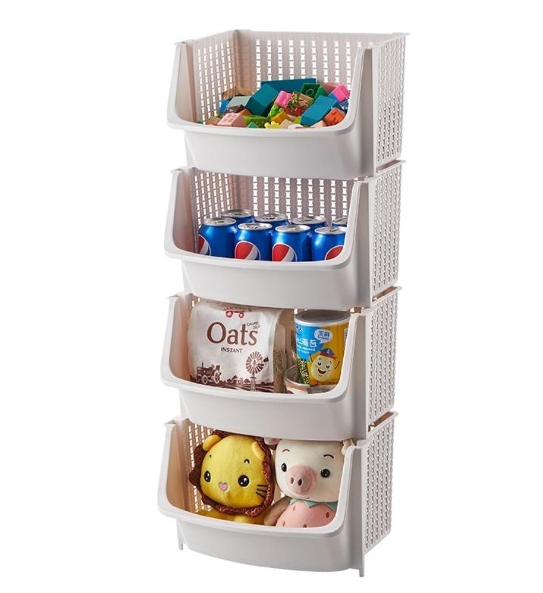 Mueble Organizador Juguetes Organizador De Juguetes De 4 Niveles, Cesta De Plástico Para Juguetes, Contenedor De Juguetes Extraíble Para Sala De Juegos, Dormitorio, Sala De Estar Almacenaje Juguetes