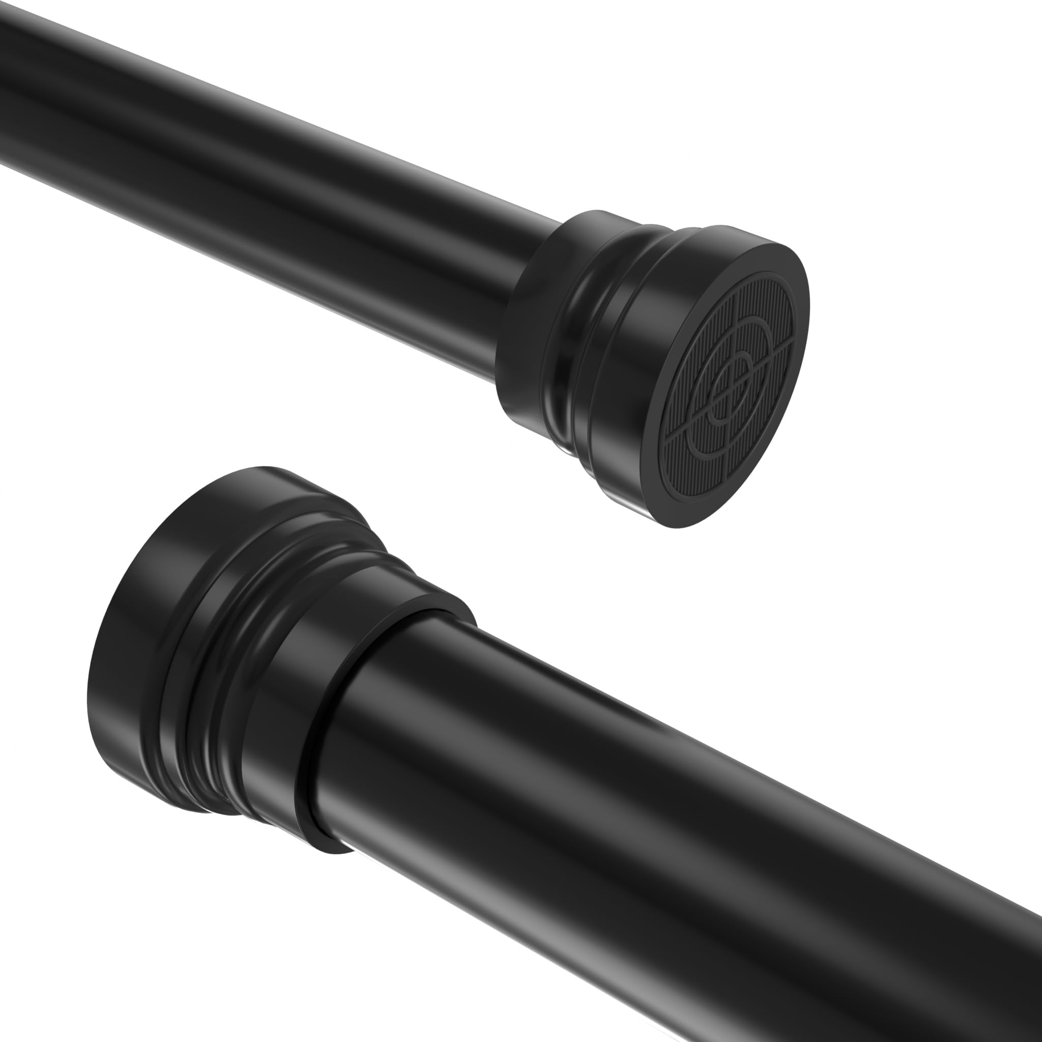 Misounda Barra de cortina de ducha sin taladrar, 80-205 cm, extensible, sin taladrar, ajustable, telescópica, para baño, ducha y armario, color negro