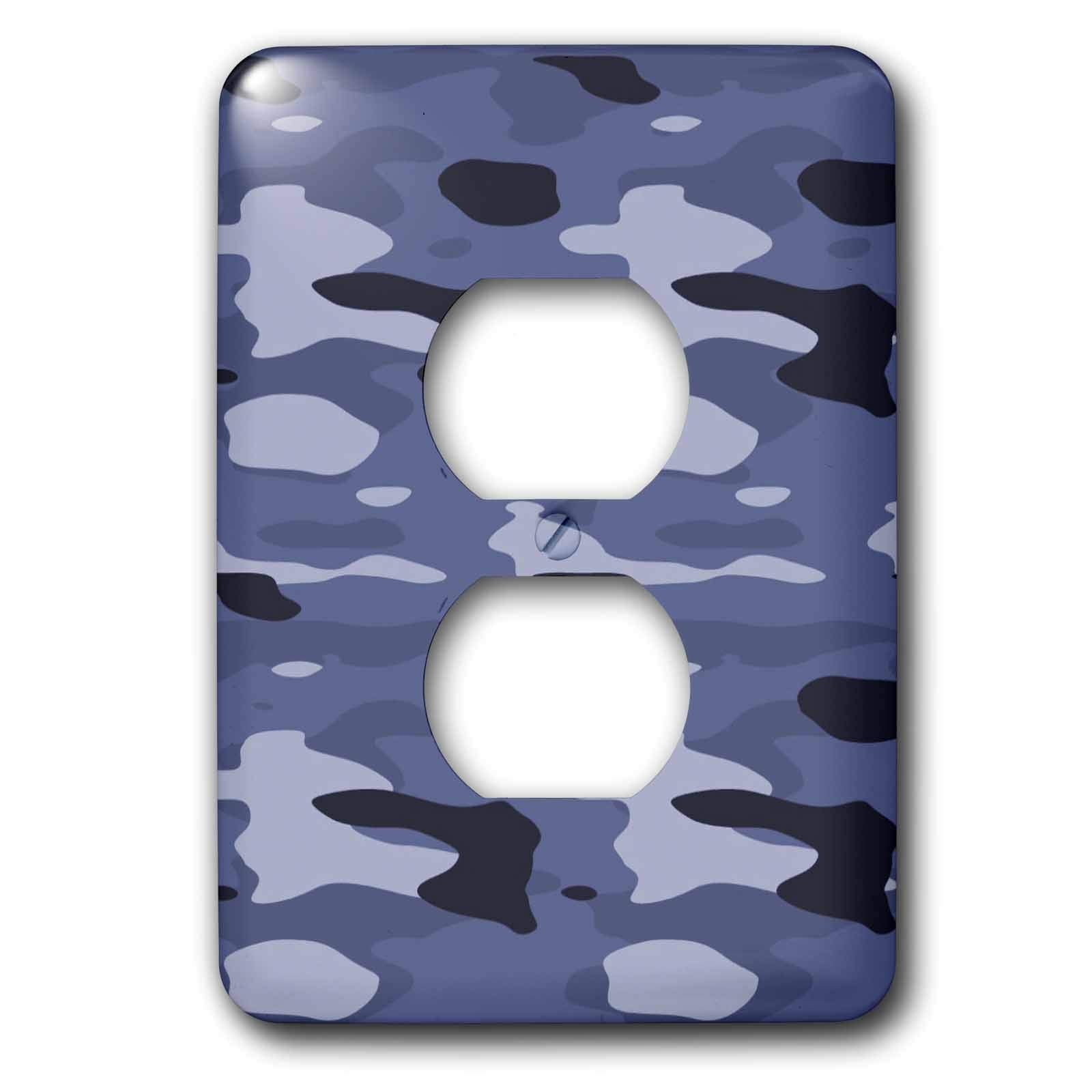 Cache-prise 2 prises motif camouflage bleu marine deco murale patriotique 3dRose