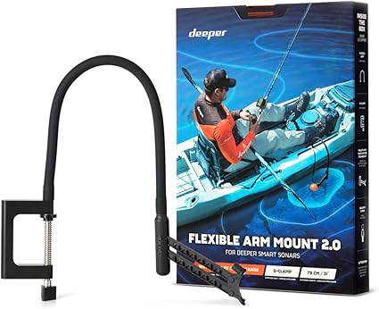 El Deeper Flexible Arm 2.0 es un brazo de montaje flexible para barcos de pesca, bellyboats y kayaks. Con diseño sensible al movimiento Wave Rider, sujeta de forma segura hasta 20 kg de carga. Fácil de instalar y fabricado con materiales resistentes de alta calidad.