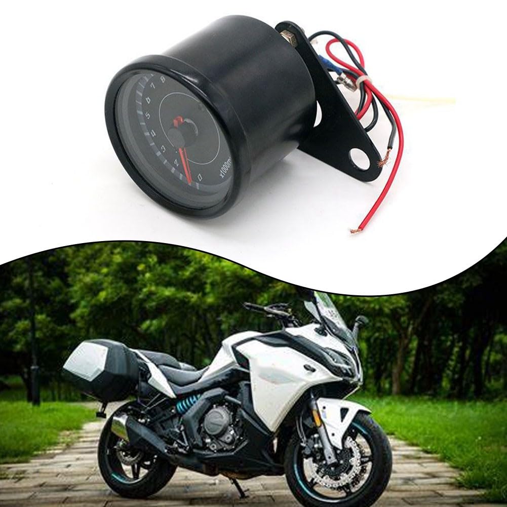 Compte-tours Moto HpLive 12V LED Rétroéclairé - Acier Inoxydable, Jusqu'à 13000 Tr/min, Compatible Avec La Plupart Des Modèles Tachymètre 12V 13000 Tr/min