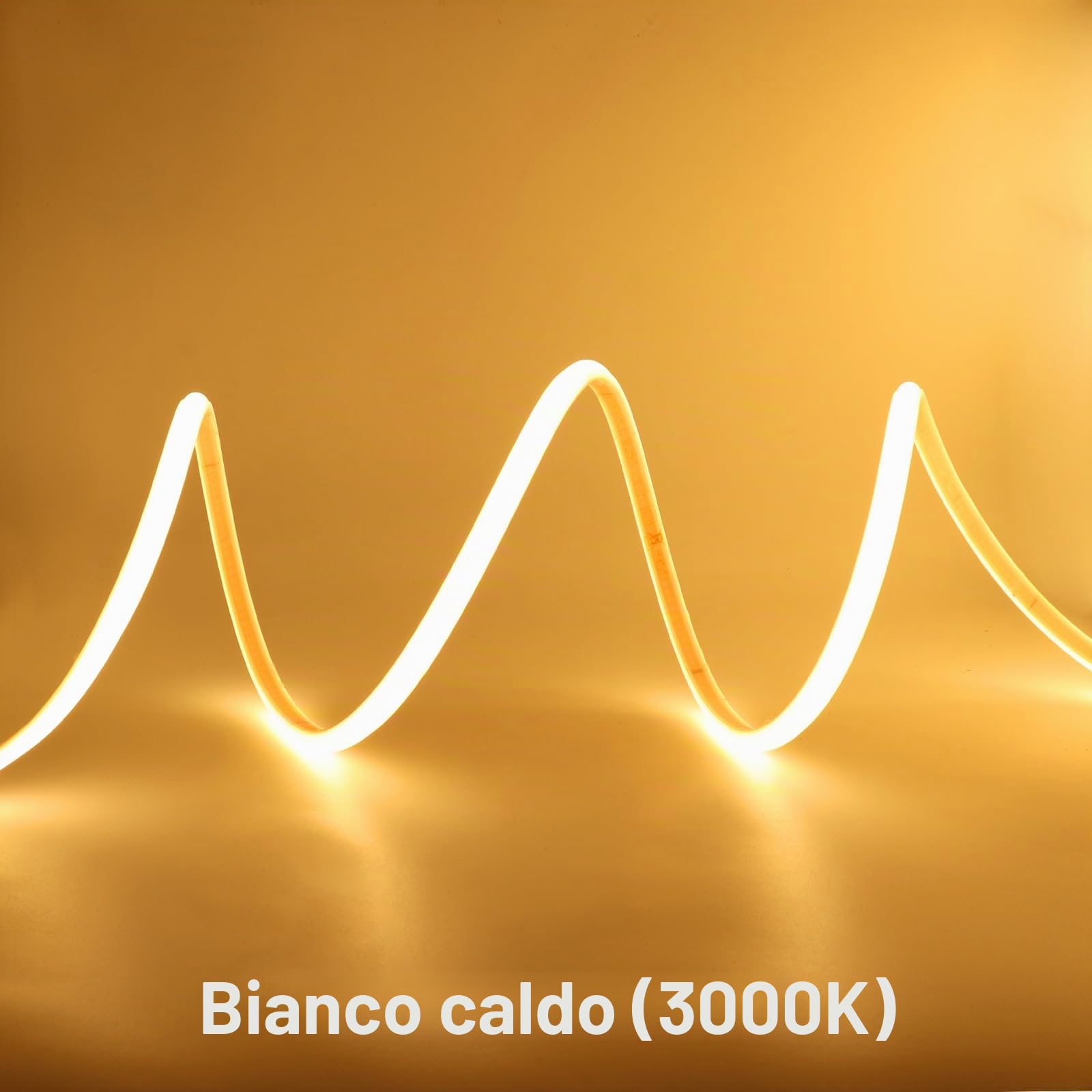 Striscia LED COB da 220 V, 3000 K, luce bianca calda, 10 m, IP67, impermeabile, 296 LED/m, senza driver, direttamente a 230 V, con spina europea, per interni ed esterni, dimmerabile, CRI>90
