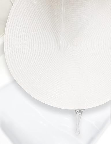 Miniatura 5 de HODJOY Mantel, mantel individual redondo tejido para interior y exterior, 15 pulgadas, juego de 6 (blanco)