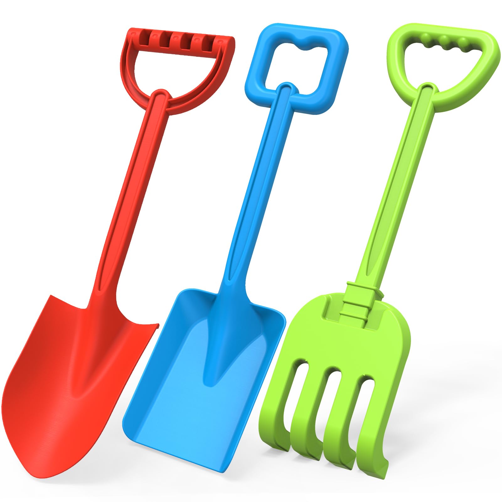 Jumbo Beach Shovels Spade Toys Set for Kids 16" Long Sturdy Handle ABS Plastic Sand Scoop