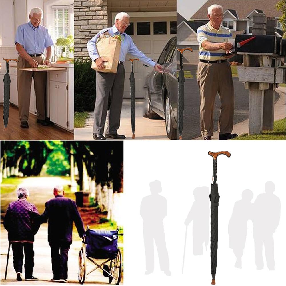 Parasol laski do chodzenia, odporny na zużycie, wiatroszczelny design, wielofunkcyjna kula z długim uchwytem dla mężczyzn i kobiet, 86 cm