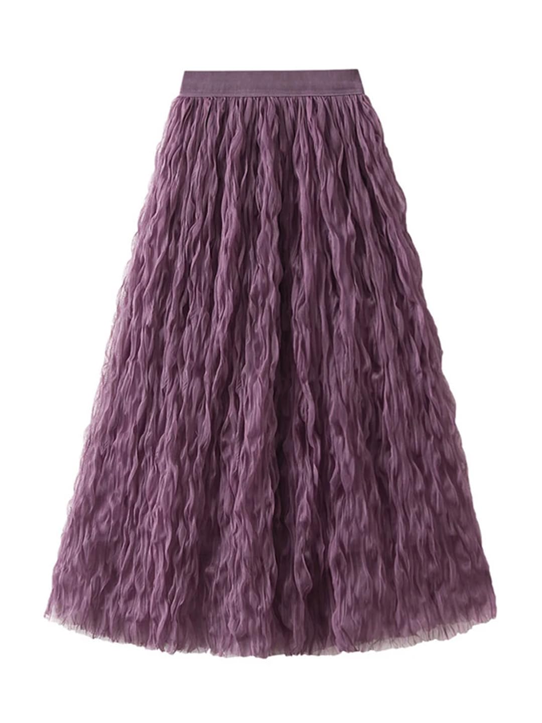 Gonna da donna a pieghe in filato grande swing in vita elastica tinta unita casual per feste a trapezio gonne, EN8, Taglia unica