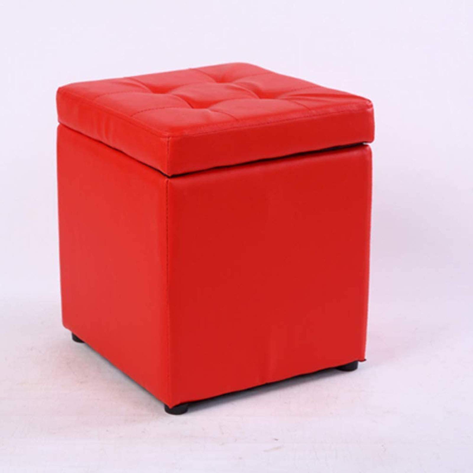 LMMIAOZ Red Ottoman Storage Stool, Square Footrest Pouf, Portable Footrest for Living Room & Bedroom, Small Space Furniture - Stylish Red Accent Piece