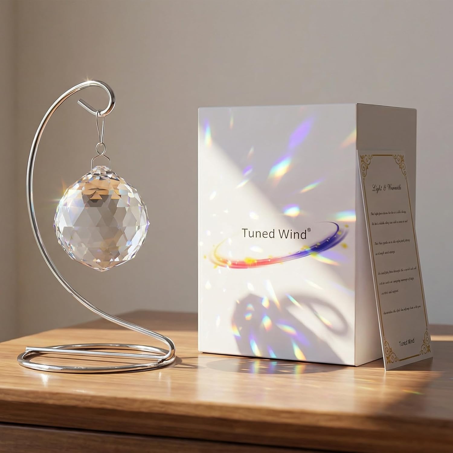 A Unique Sympathy Gift to Comfort & Heal: Tabletop or Hanging Rainbow Maker Memorial for Loss of Loved One, Mother, Father. A Thoughtful Miscarriage Gift with Stand & Chain for Window or Patio