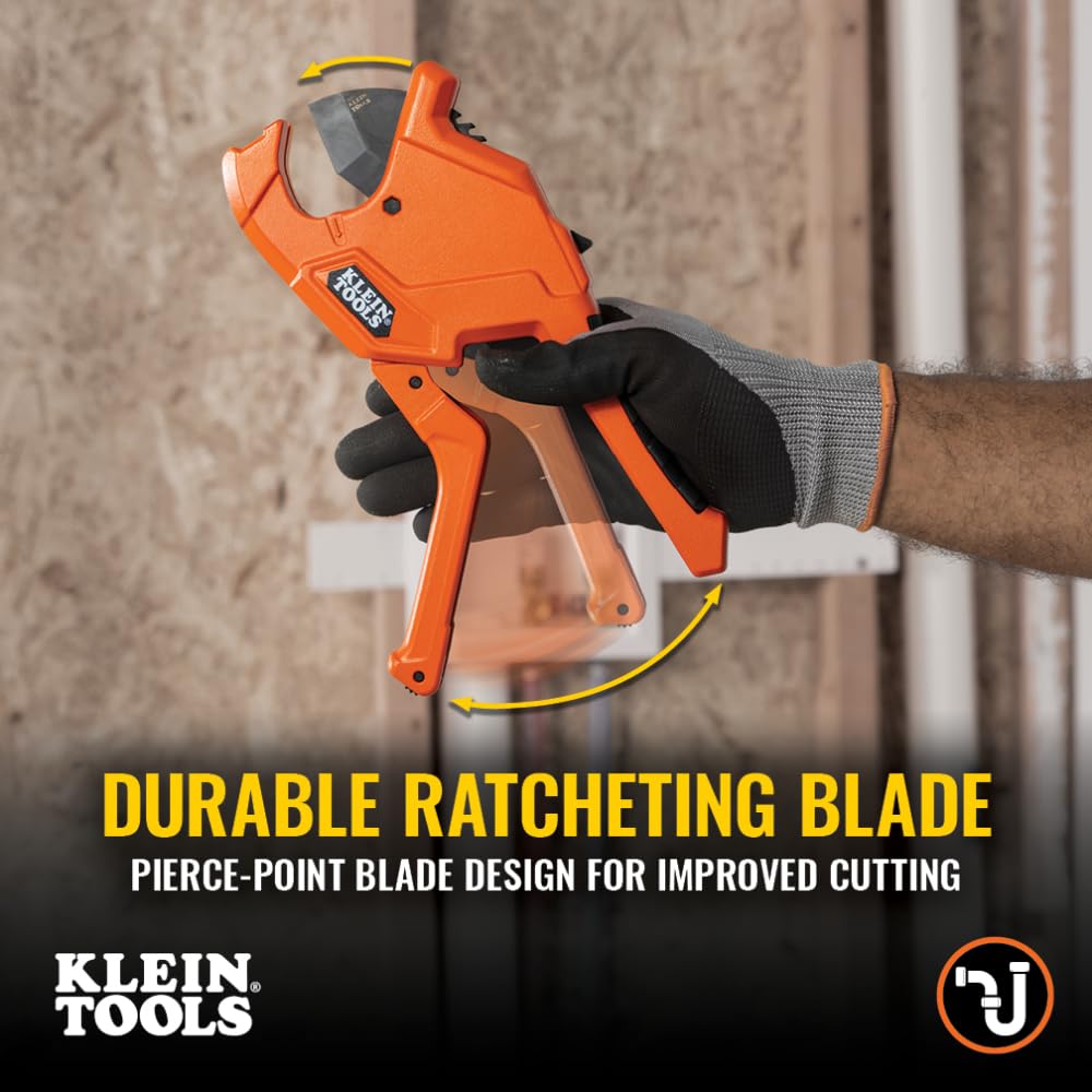 Klein Tools Ratcheting PVC Pipe Cutter - 1-1/4 Inch -3 Klein Tools Ratcheting PVC Pipe Cutter - 1-1/4 Inch -3