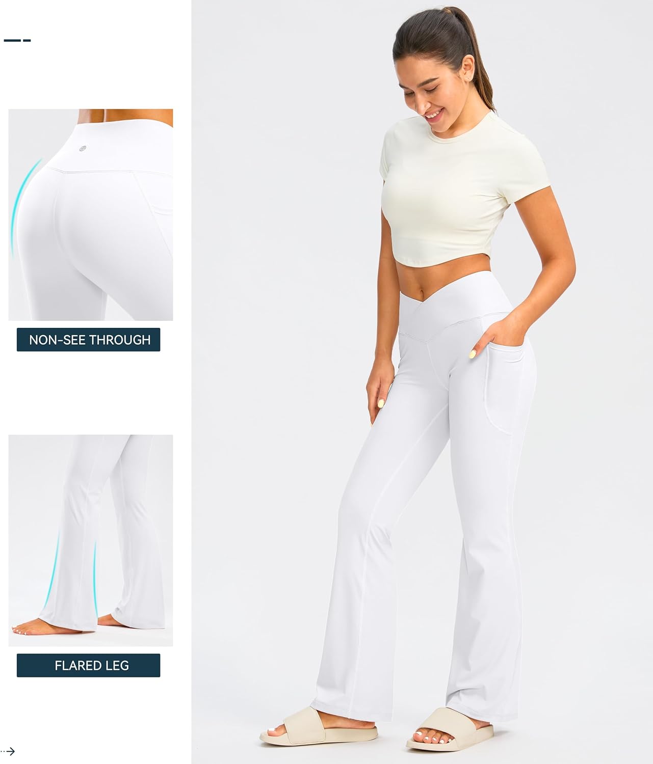 G Gradual Women's Flare Leggings Crossover Yoga Pants 29"/30.5"/32" High Waist Bell Bottom Pants for Women with Pockets - Image 5