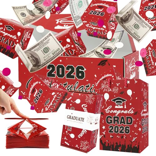 Surprise Gift Box Explosion for Money, Unique Folding Bouncing Red