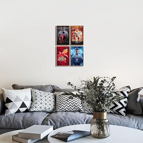 Miniatura 4 de KUGEKI Póster de Superestrella de fútbol Cristiano Ronaldo, juego de 4 pósteres de pared sin marco de 08 x 12 pulgadas