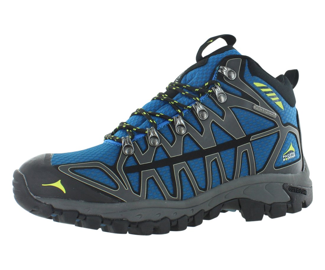 Pacific Mountain Ridge Men's Waterproof Hiking Backpacking Mid-Cut Black/Grey/Blue Boots Size 9