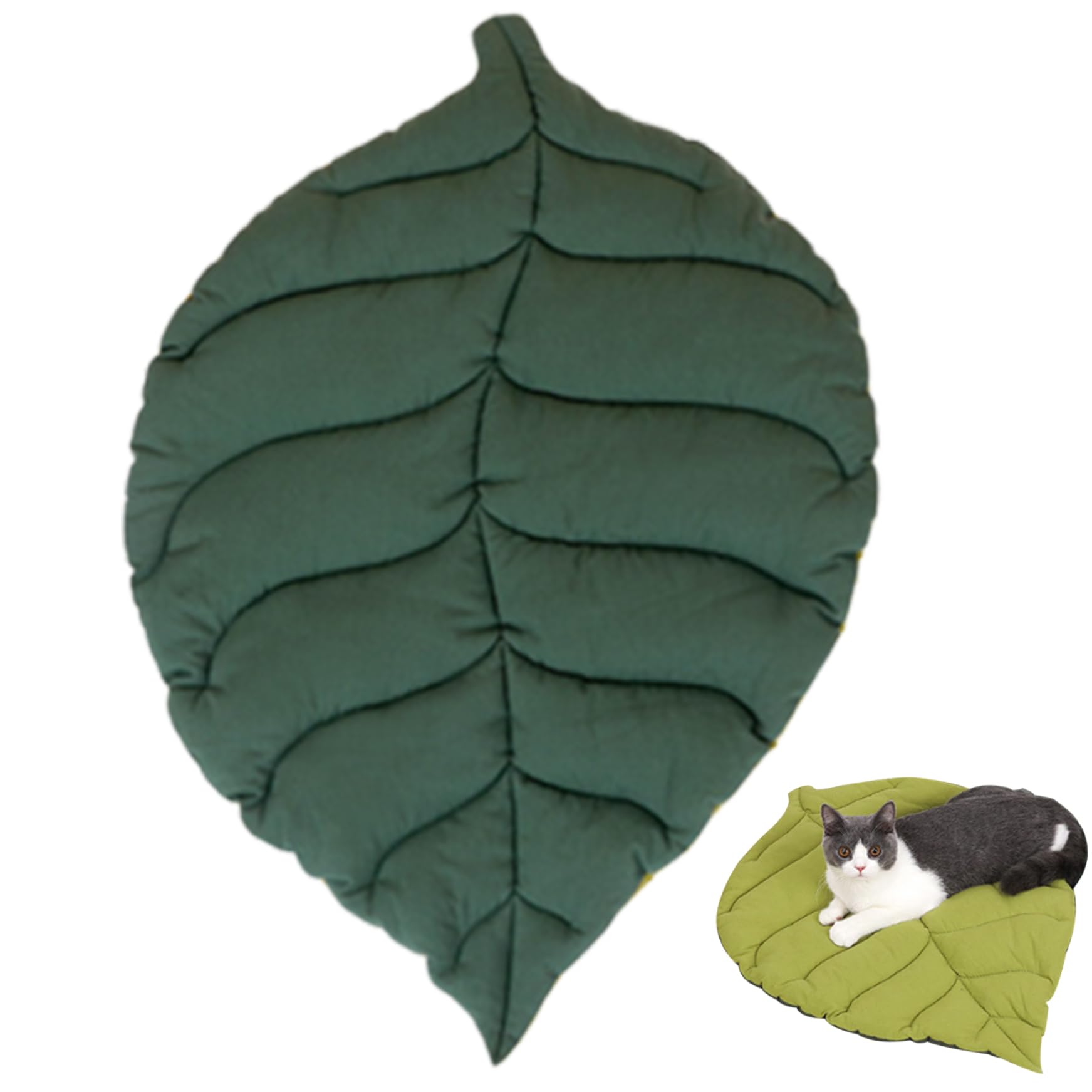 BEAHING Leaf Cat Bed Double-Sided Leaves Shaped Cat Mat Bed Soft Washable Flat PP Cotton Filling Pet Mat for Fall Winter Dog