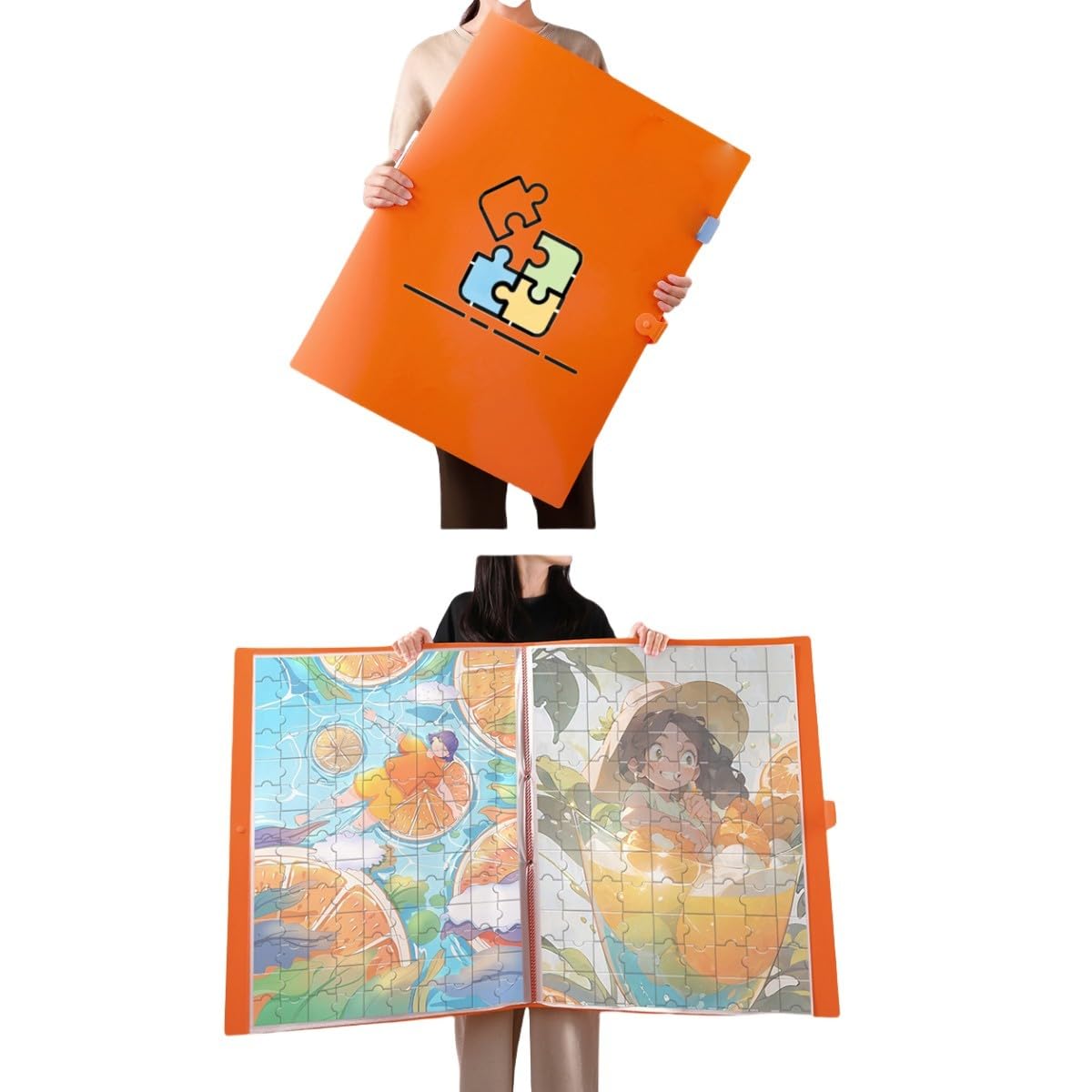 Puzzle Aufbewahrung,Puzzle Mappe 1000 Teile, Mit 20 transparente Taschen, Tragbar, Staubdicht und Schmutzabweisend, Puzzle Liebhaber Geschenke (Blau)