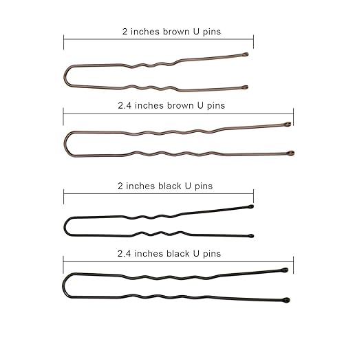 Miniatura 2 de Hicarer 200 horquillas para el cabello en forma de U de 2 tamaños para mujer, con caja de almacenamiento transparente, negro y marrón