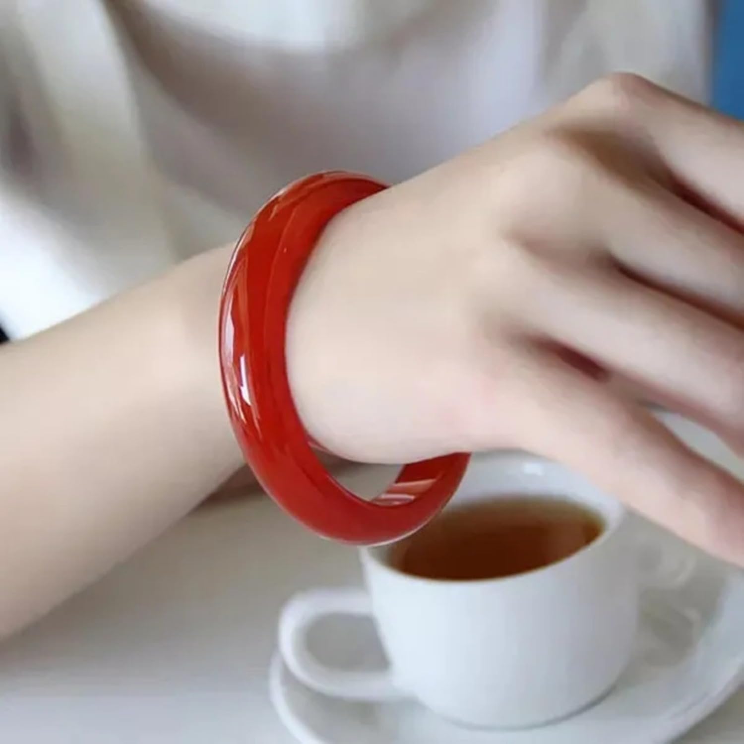 Gemstone Bangles,Brazilian Red Jadeite Stone Bracelet, Memorable Gift for Friend on Birthday - Image 2
