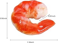 Vista 2 de Hiawbon 15 figuras artificiales de camarones de plástico realistas, camarones pelados falsos, modelo de camarones de comida simulados para el hogar