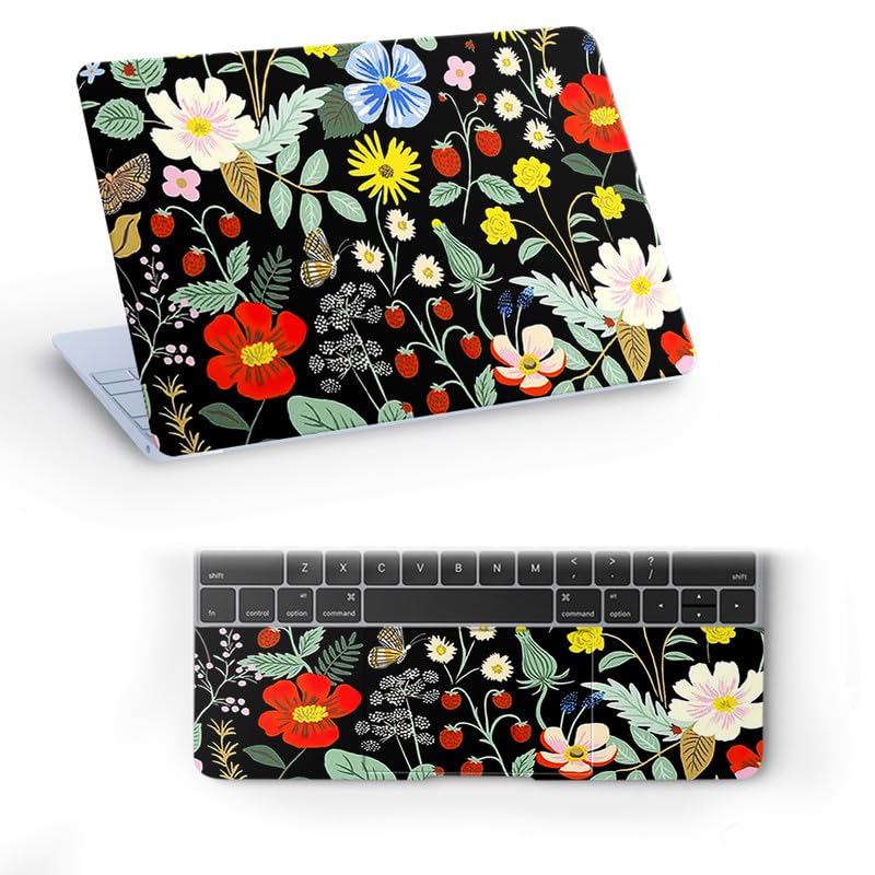 Image of Floral F43 Top+Wrist Pad Vinyl Laptop Skin /Sticker /Cover for 13 to 13.3 Inches Laptops Laminated-Removable-HD Quality Compatible for Hp-Dell-Sony-Lenovo-Asus etc.(13x9.2 Inches)