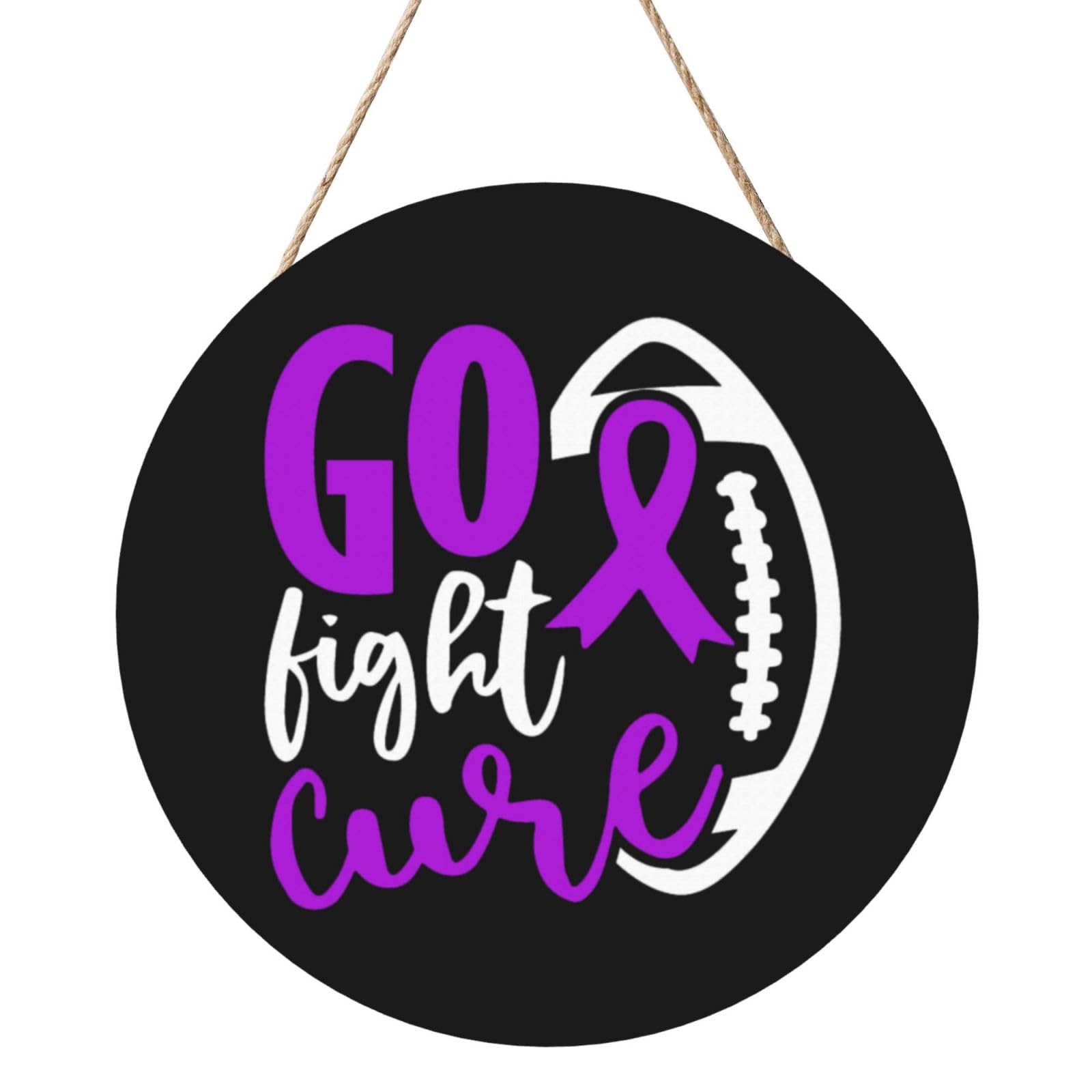 Alzheimers Awareness Purple Ribbon Door Signs Plaques Wood Welcome Sign For Front Door Wall Hanging For Home Farmhouse Office Classroom Party Decoration