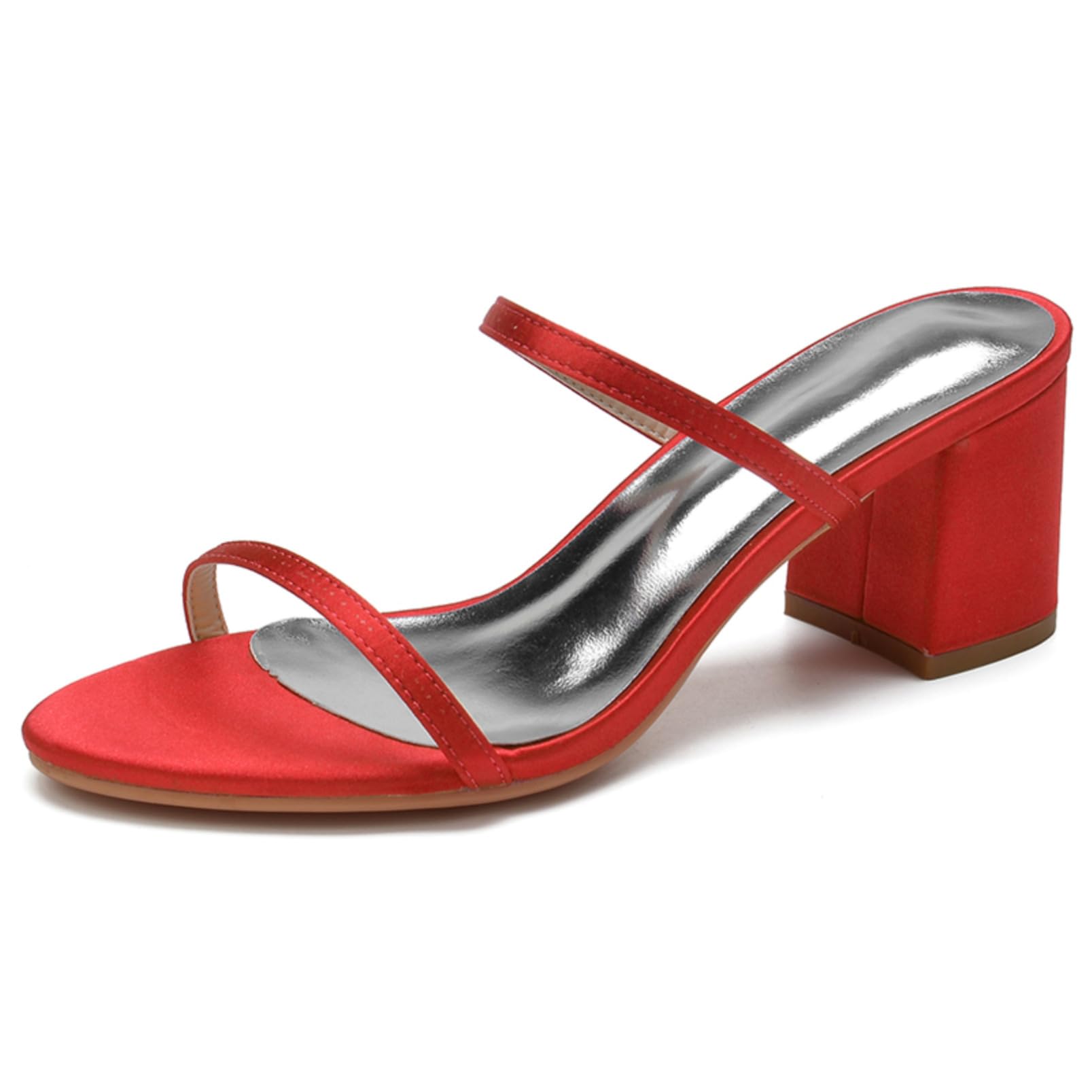 Donna Scarpe da Sera Feste A Punta Aperta Tacchi Alti A Blocchi Grossi Sandali da Ufficio Scarpe da Sposa Scivolare su Punta Rotonda Scarpe da Sera in Tinta Unita