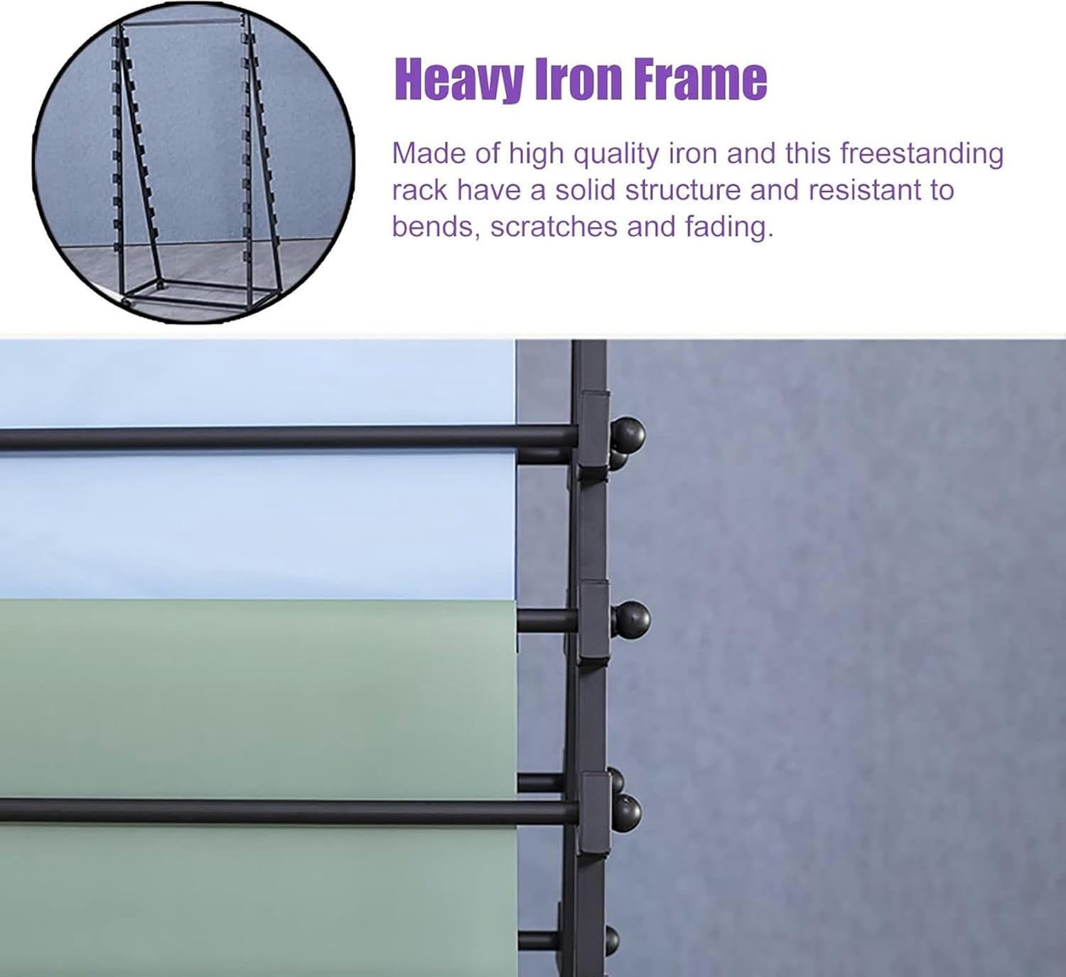 Double-Sided Scarf/Wrapping Paper Storage Organzier Rack with Wheels, Metal Freestanding Ribbon Display Stand Shelf with Movable Crossbar~/