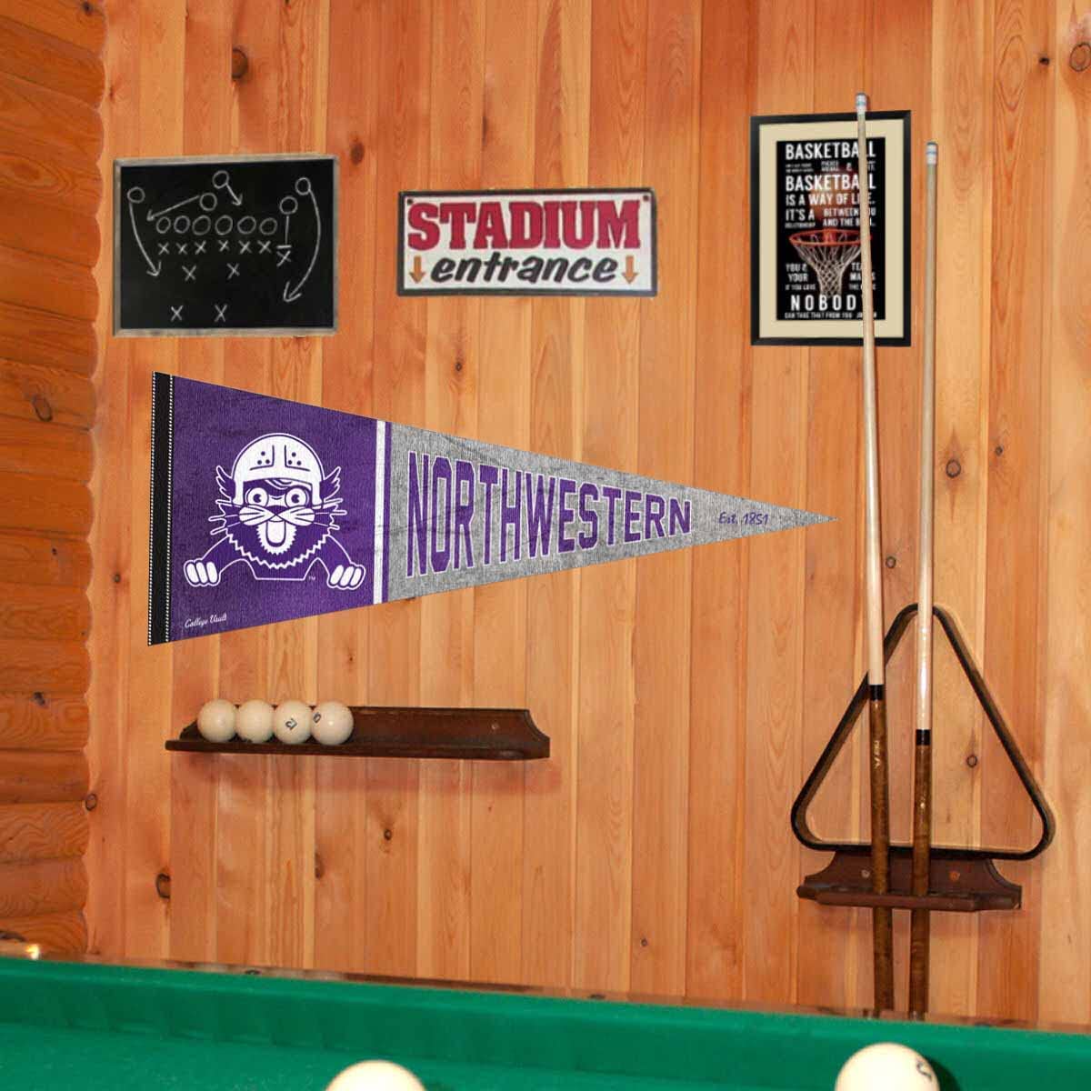 Northwestern Wildcats Pennant Throwback Vintage Banner