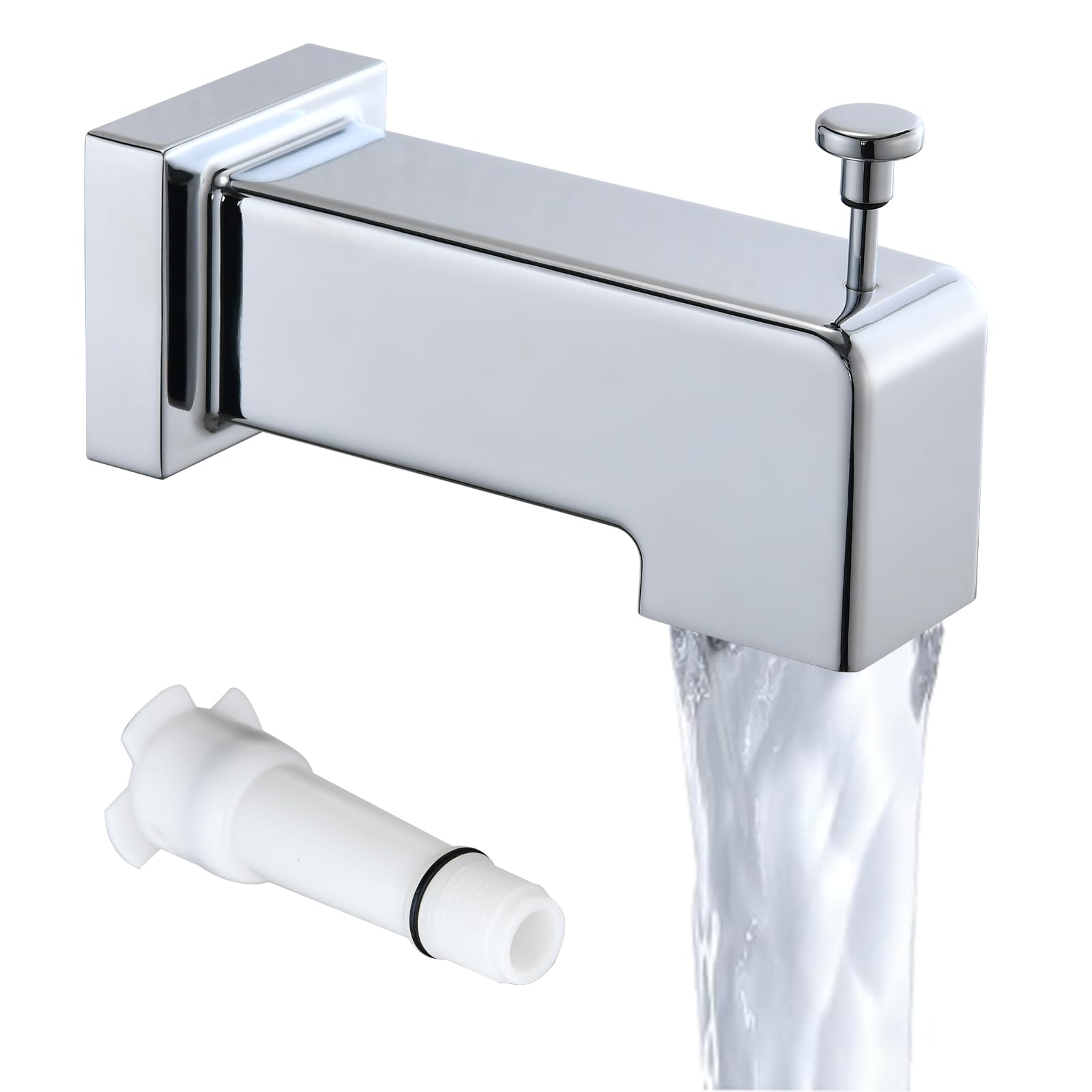 Boquilla desviadora deslizante, elegante diseño cuadrado para baño, se adapta a tubos de cobre de 1/2 pulgada (5/8 pulgadas de diámetro exterior), bordes redondeados seguros para niños, fácil