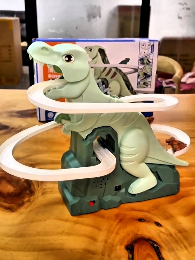 Dinosaurus Klimglijbaan, Elektrische Trappenklimspeelgoed, Dino Glijbaan Speelgoed, Dinosaurus-achtbaanspeelgoed, Slide Track met Licht en Muziek, voor Jongens en Meisjes