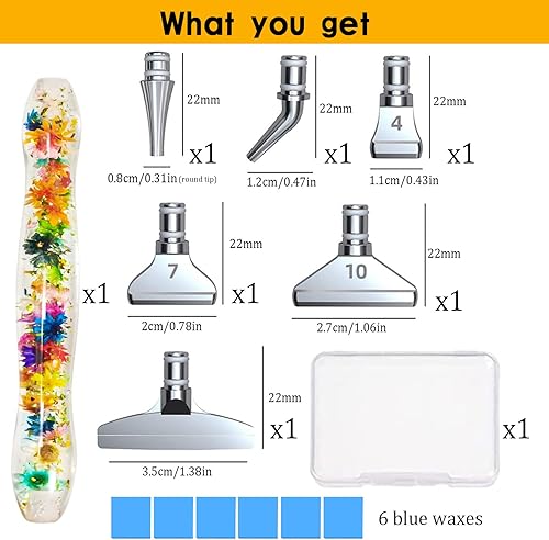 Miniatura 6 de Juego de bolígrafos de punta de acero inoxidable con punta de acero inoxidable de metal plateado, pintura de diamante, kit de accesorios con