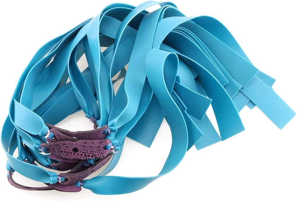 E-outstanding Pacote com 12 faixas de borracha planas poderosas de caça com estilingue de 0,8 mm de alta elasticidade para uso ao ar livre catapulta látex liso elástico resistente para tiro, azul