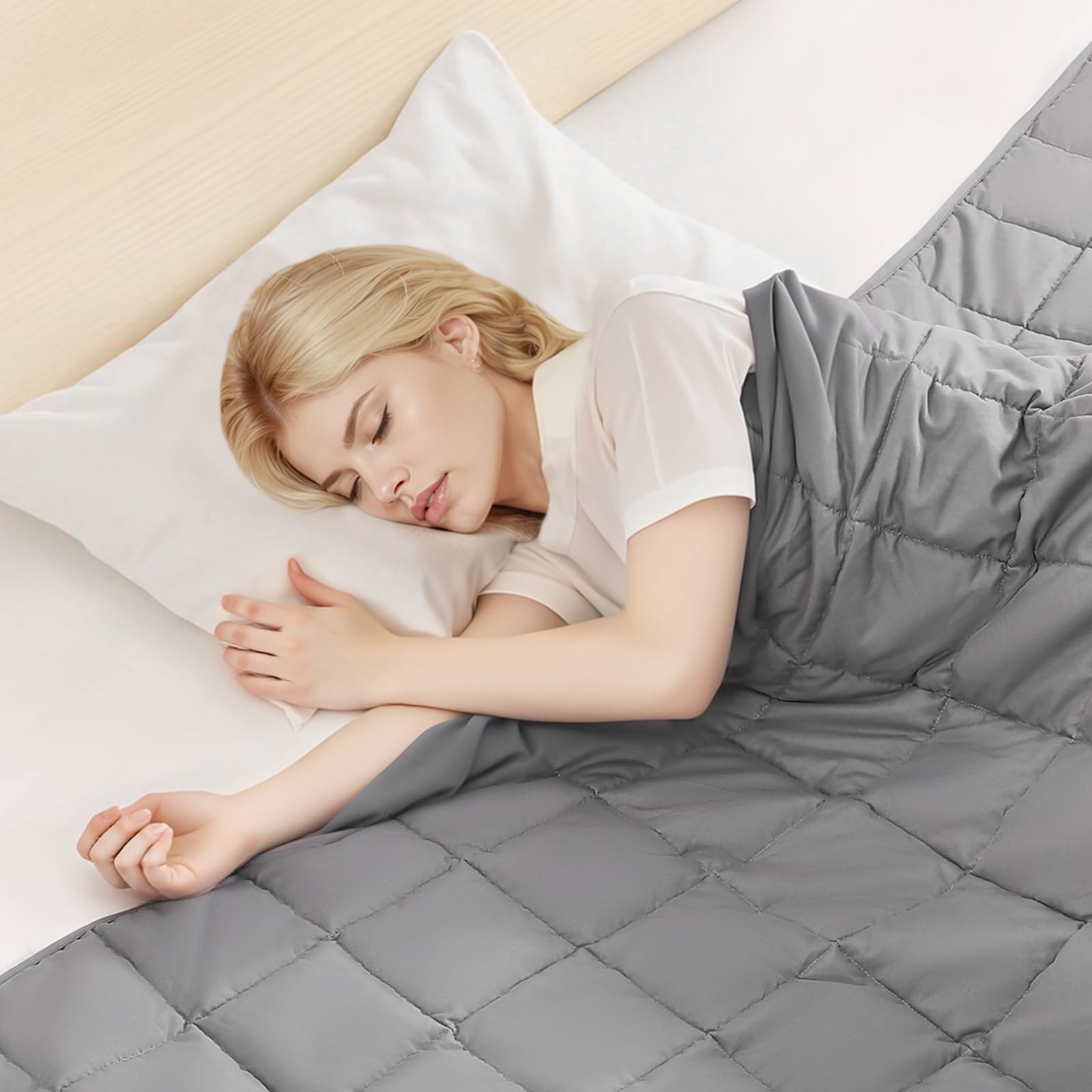VEVOR Gewichtsdecke 11,3 kg 1524x2032 mm Queen-Size schwere Decke mit Glasperlen grau