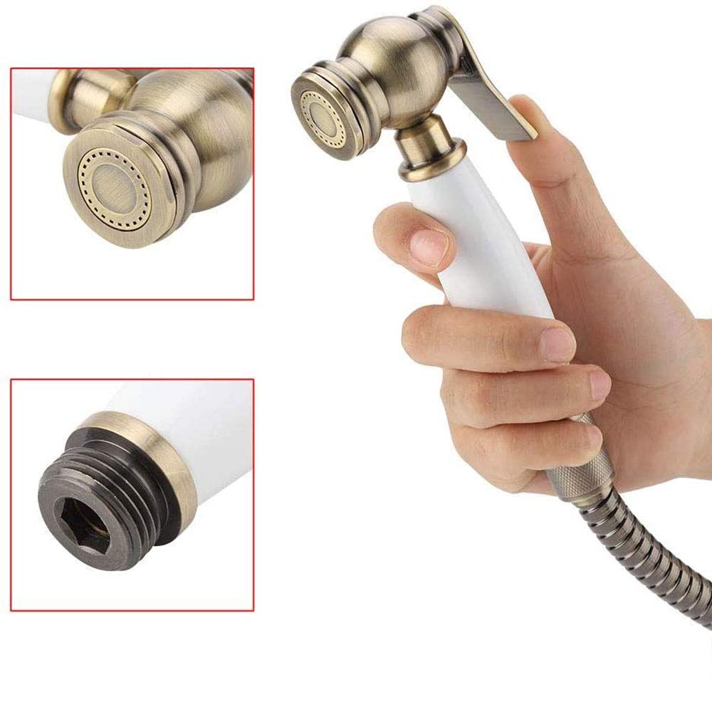 Bidet opryskiwacz z zimną wodą mosiężną ścianę przenośna przenośna ręczna kran bidet Zestaw łazienki prysznic bidet kran do higieny osobistej, pralka pieluszka, brąz, brąz LWX