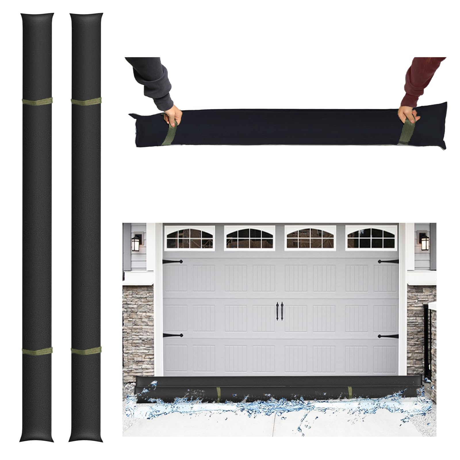 2 Piezas Sacos Absorbentes de Agua, Barrera contra Inundaciones Barrera Anti Inundación Protección contra inundaciones para Puerta de Garaje Sótano contra Lluvia intensa 300x20 CM