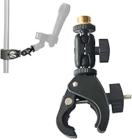 Vista 1 de Soporte de clip de cangrejo para micrófono con ajuste de cabeza de bola doble de 1/4 a 5/8 pulgadas, compatible con la mayoría de micrófonos