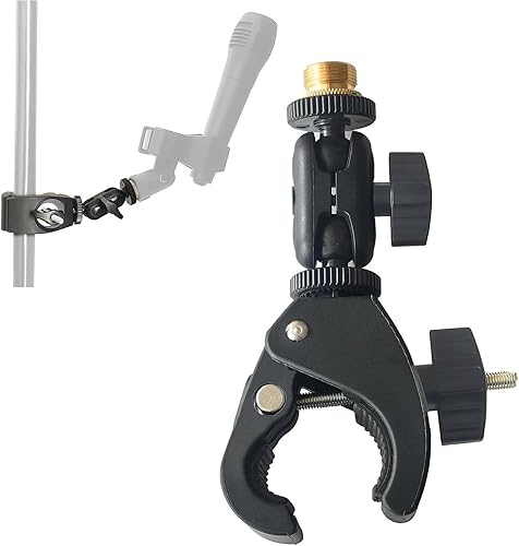 Soporte de clip de cangrejo para micrófono con ajuste de cabeza de bola doble de 14 a 58 pulgadas, compatible con la mayoría de micrófonos,