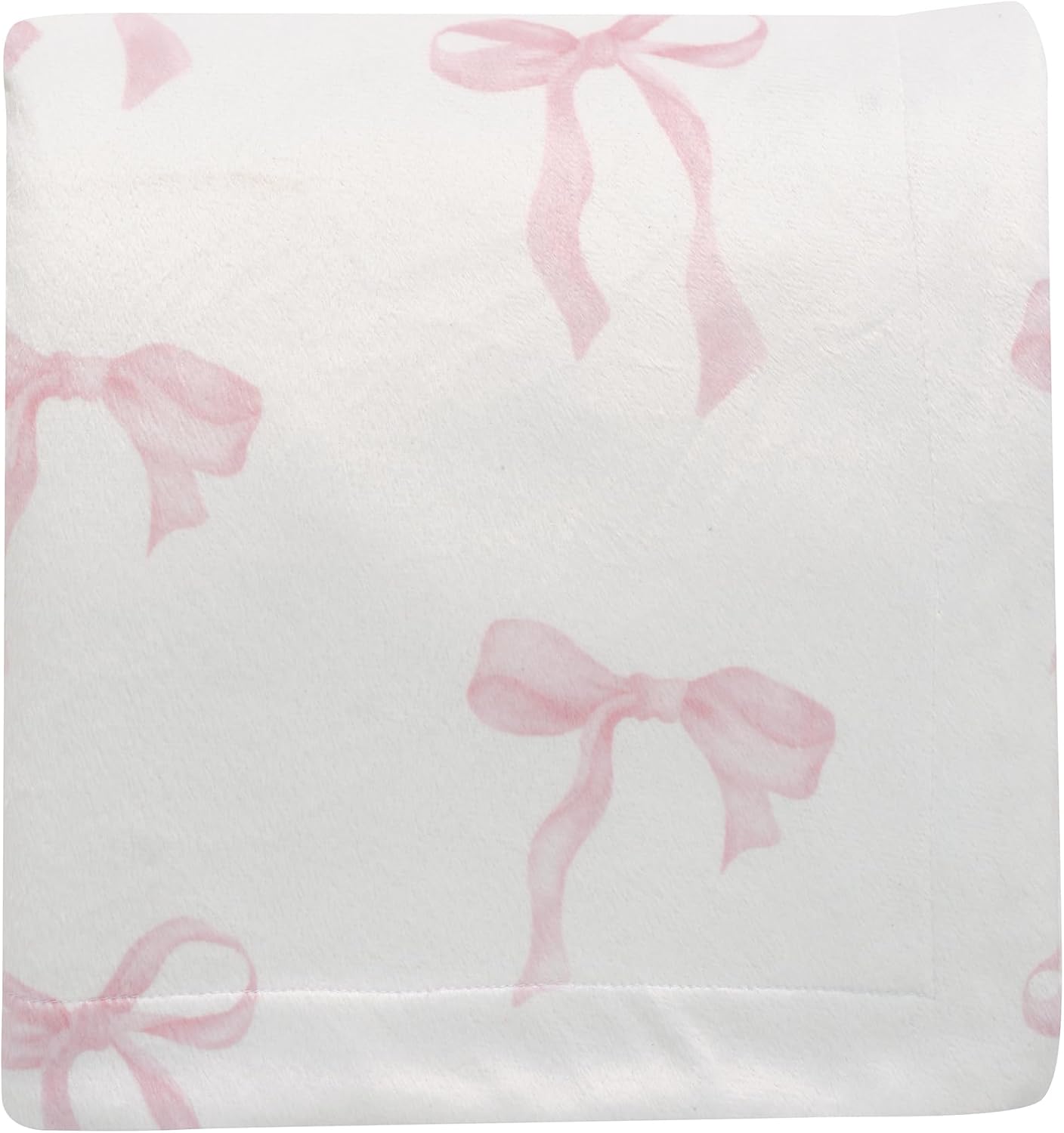 Lambs & Ivy Coquette Floral Pink Bows Aesthetic Warm Fleece Baby Blanket