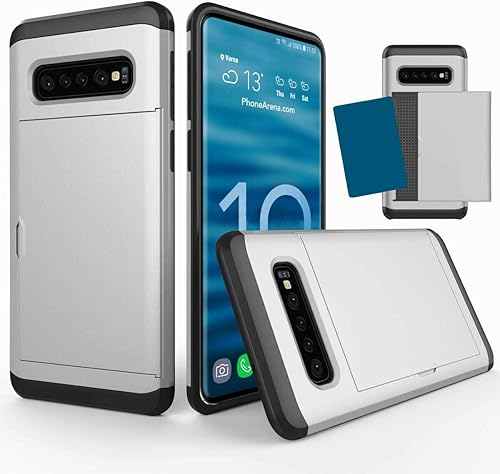 Funda para Galaxy S10 Plus, ultrafina, a prueba de golpes, parte trasera dura, de silicona de doble capa, funda protectora para tarjetas de crédito,