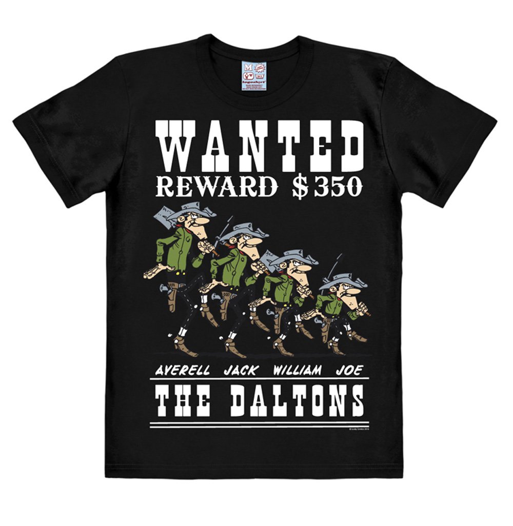 Logoshirt® Lucky Luke Daltons Wanted T-Shirt Damen & Herren | Offiziell lizenzierter Lucky-Luke-Fanartikel, lustiges Comic T-Shirt mit Western-Motiv, 100% Baumwolle, hochwertiger Print