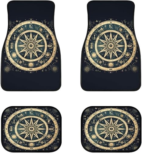 Foruidea Horoscope Scorpion Mandala Pattern 2 Front & Rear Car Floor Mats for Cars Auto Floor Mats 4-Pcs Full Set Car Carpet Floor Mats Universal fit for suvs,Trucks,sedans,Vans